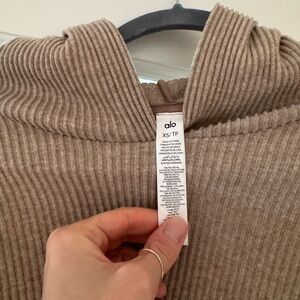 ALO Yoga Taupe Ribbed Two Piece Sweatsuit